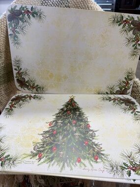 Counterparts Festive Pine Christmas Tree Placemats - Green & Red